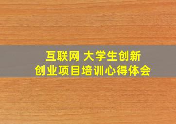 互联网 大学生创新创业项目培训心得体会